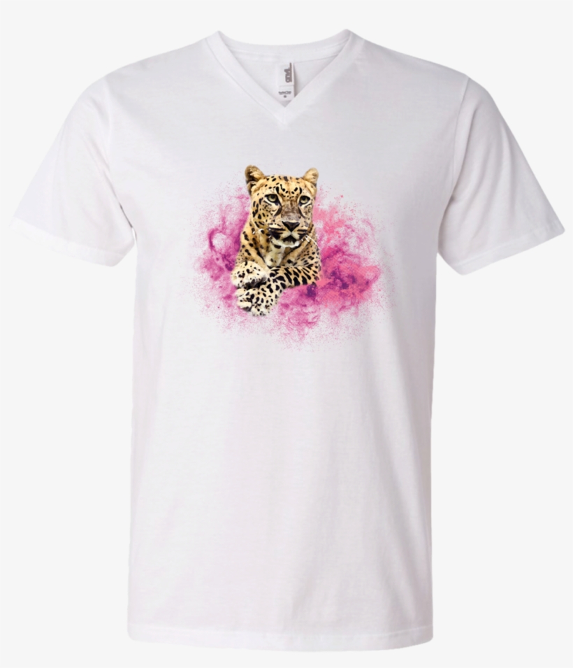 Jade Leopard Watercolor Pink Men's Printed V-neck T - Bunkieshop Dance Mom T-shirt - Mother's Day Many Types,, transparent png