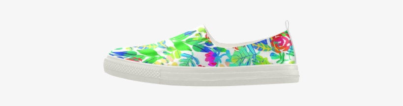 Cute Tropical Watercolor Flowers Apus Slip-on Microfiber - Slip-on Shoe, transparent png