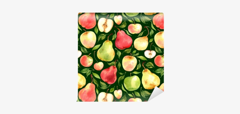 Seamless Pattern With Watercolor Apples And Pears On - Pears Andapples By Achtung - Customized Wallpaper Patterns, transparent png