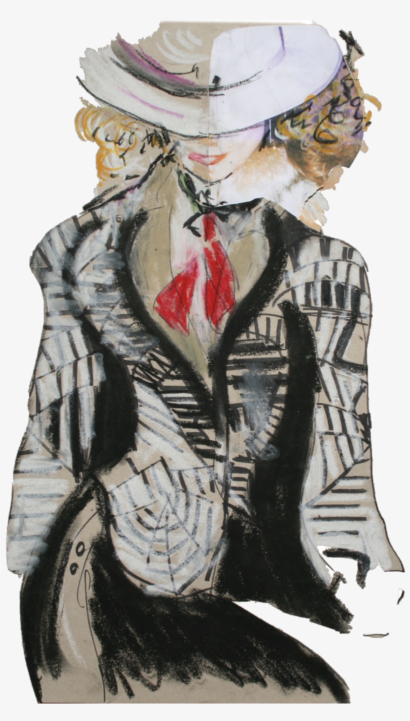 Fashion Drawing After A Fotograph In A Magazine - Illustration, transparent png