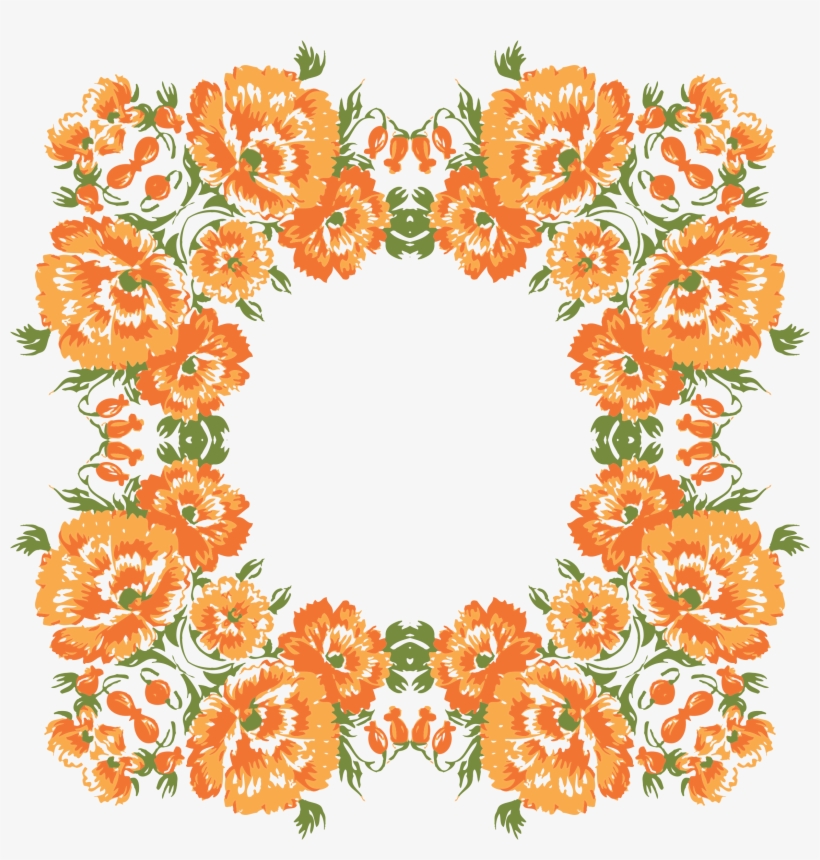 Transparent Stock Floral Wreath Clipart - Orange Flowers Frame Png, transparent png