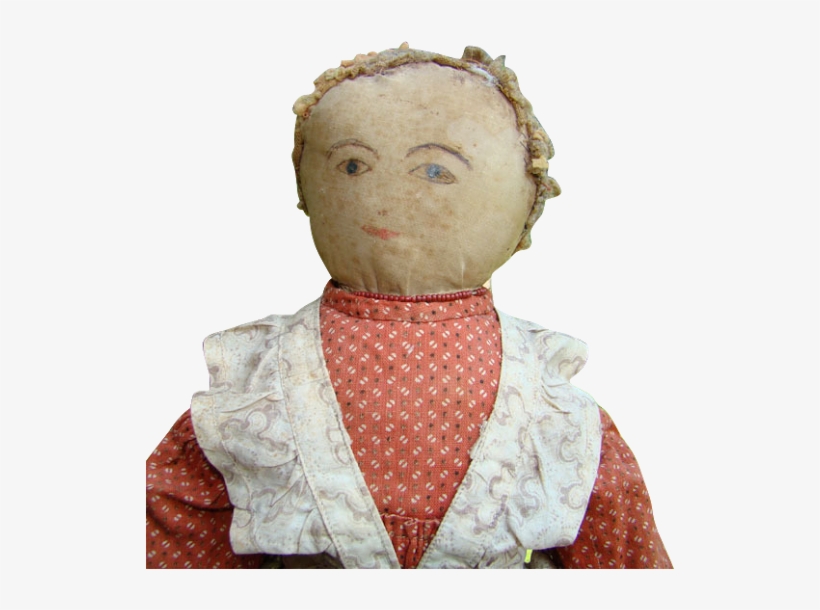 Primitive 19thc Antique Cloth Rag Doll Watercolor Face - Clothing, transparent png