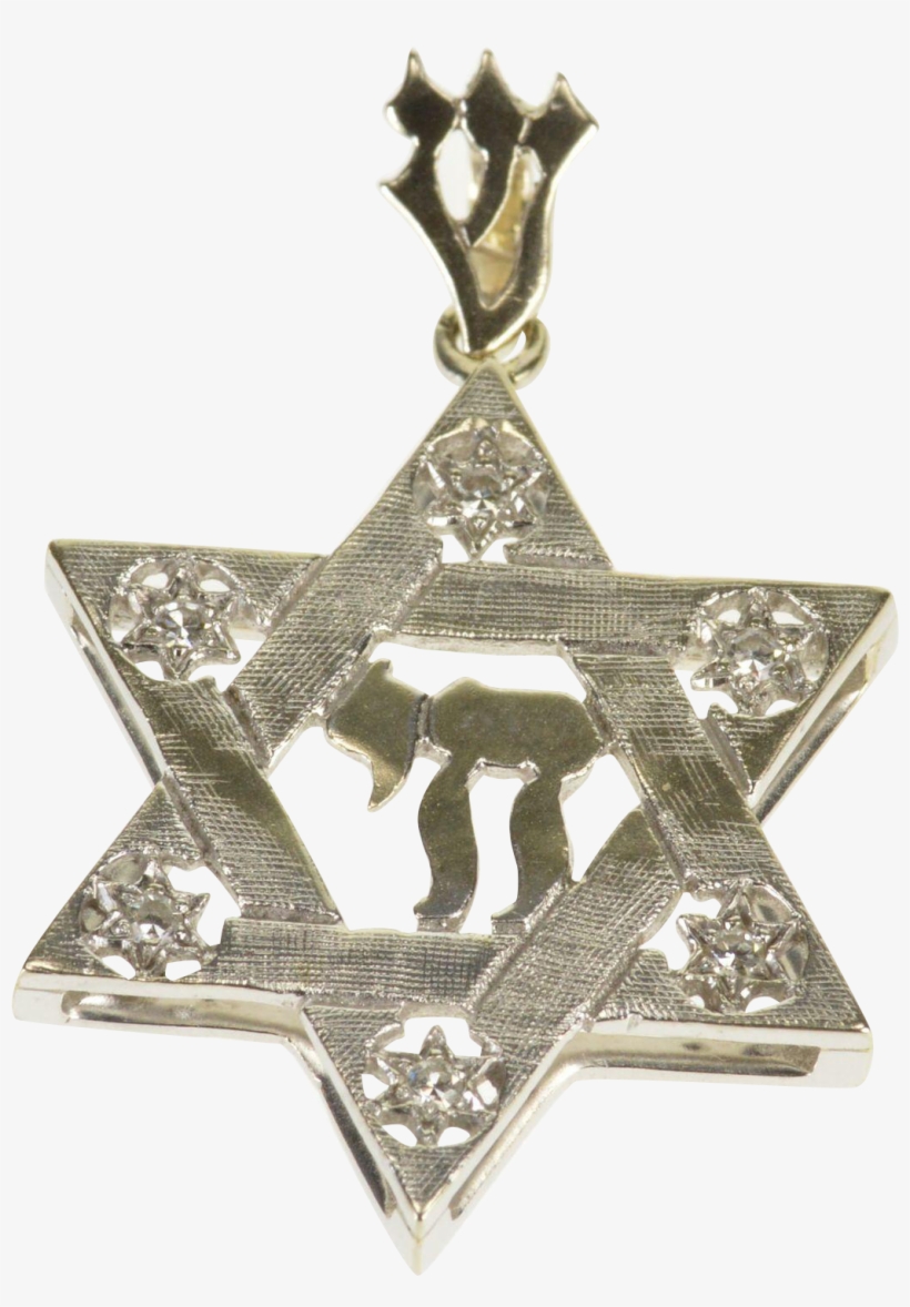 14k Jewish Hebrew Chai Star Of David Diamond Symbol - Symbol, transparent png