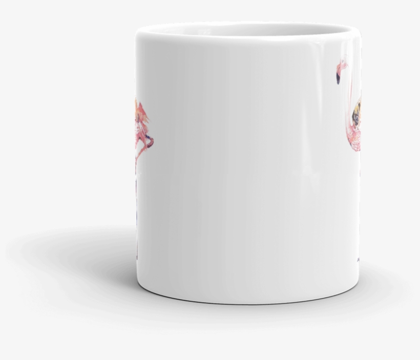 Flamingo And Pug Watercolor Mug - Mug, transparent png