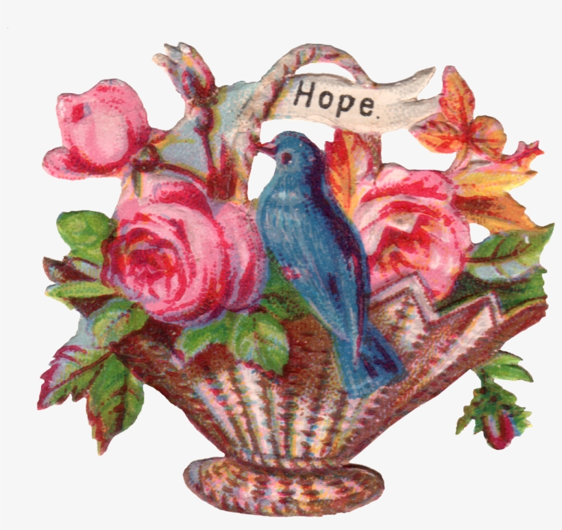 A Lovely Little Blue Bird Sitting On A Rose Filled - Garden Roses, transparent png