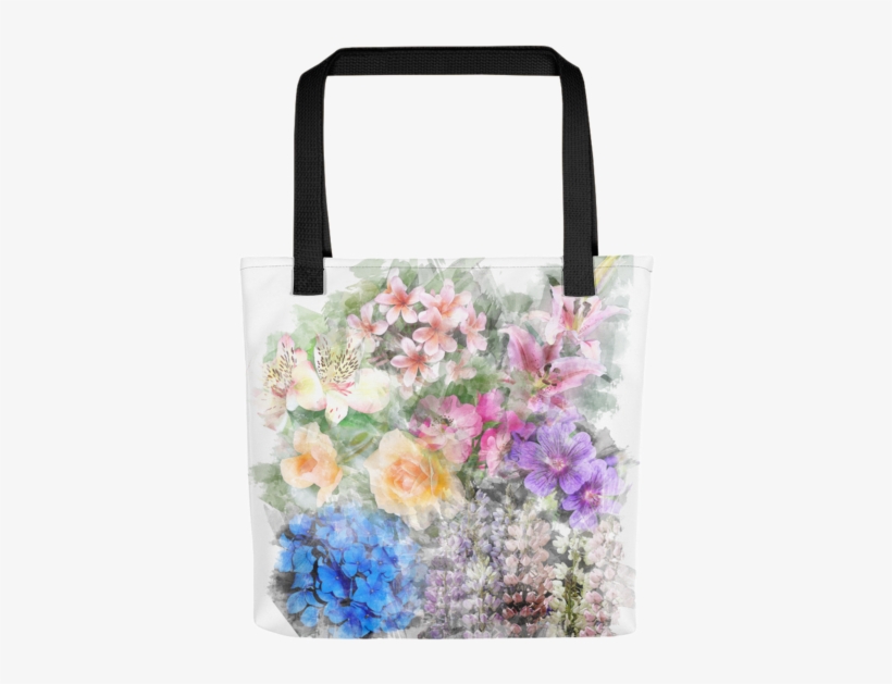 Watercolor Floral Print Tote Bag - Tote Bag, transparent png