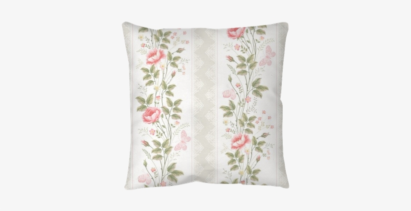 Seamless Pattern With Floral Borders Lace And Butterflies - Papel De Parede Listras Florais, transparent png