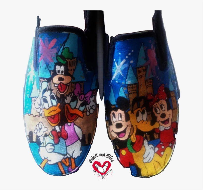 Mickey Mouse And The Gang Hand Painted Shoes - Shoe, transparent png