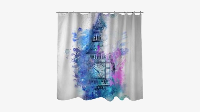 Colorful Watercolor Of Big Ben , London Shower Curtain - Rencontre Magique À Hyde Park - Livre, transparent png