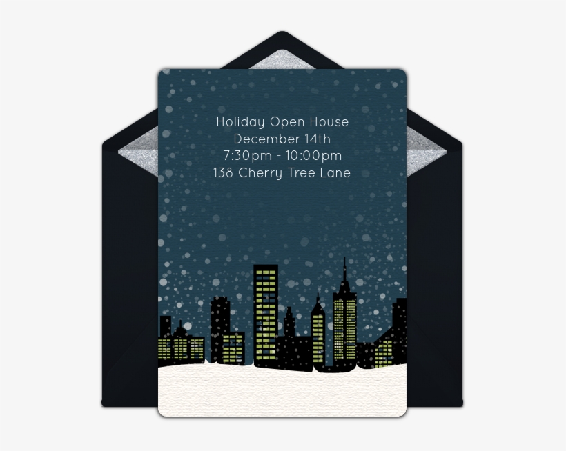 Winter Cityscape Online Invitation - Party, transparent png