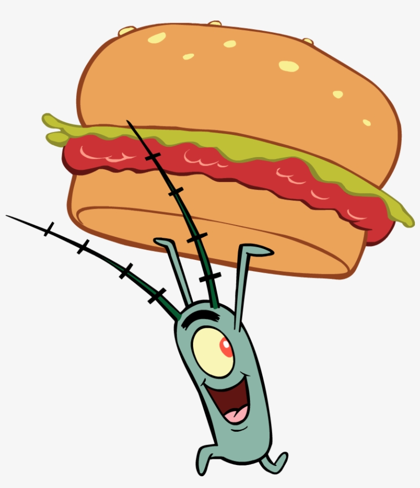 Krabby Patty Png - Plankton Spongebob With Krabby Patty - 835x931 PNG