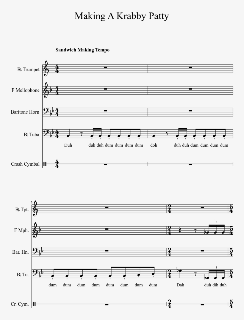 Making A Krabby Patty Sheet Music 1 Of 5 Pages - Corsica Sheet Music, transparent png