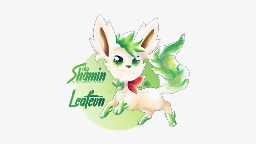 Sky Shaymin X Leafeon By Seoxys6 - Art, transparent png
