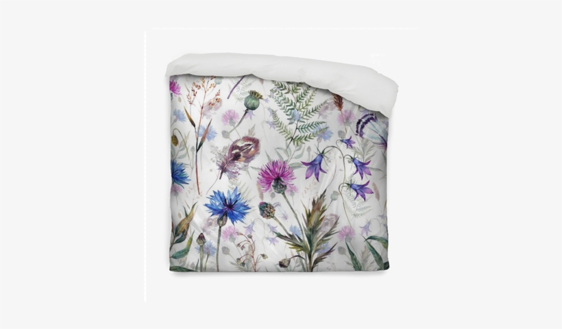 Hand Drawn Watercolor Wildflowers Duvet Cover • Pixers® - Centaurea Cyanus Polka Dot Series, transparent png