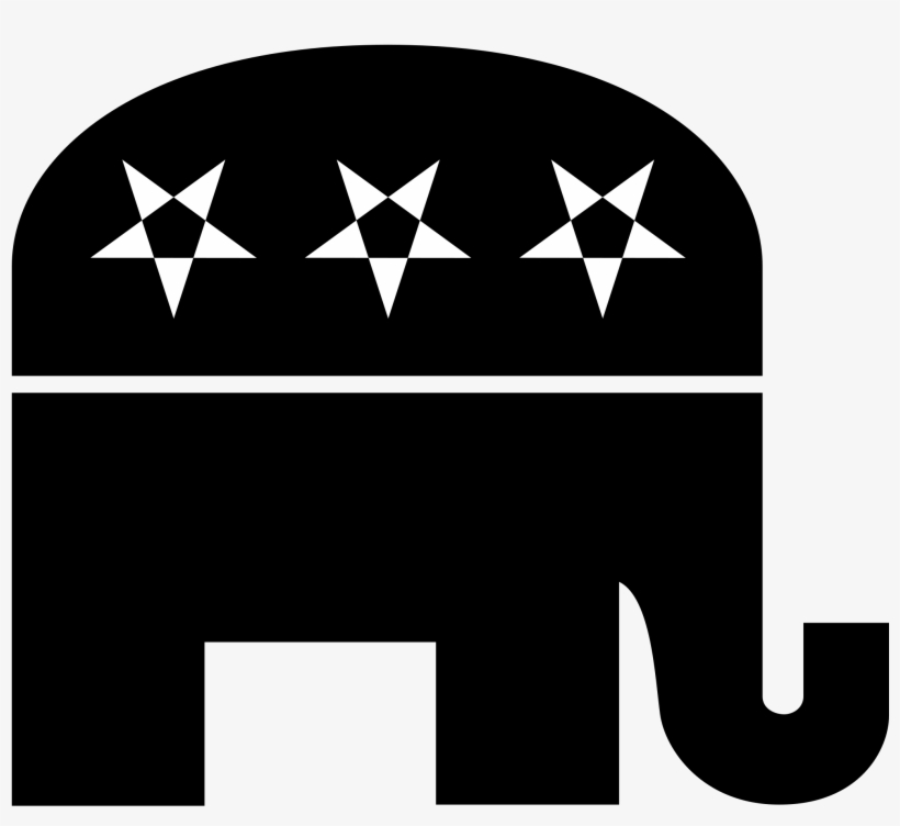 Republican Logo Png Transparent - Black And White Republican Elephant, transparent png
