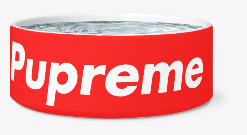 Pupreme Dog Bowl - Hipster Pup Pug Pattern Ceramic Dog Bowl, Red - 7.5", transparent png
