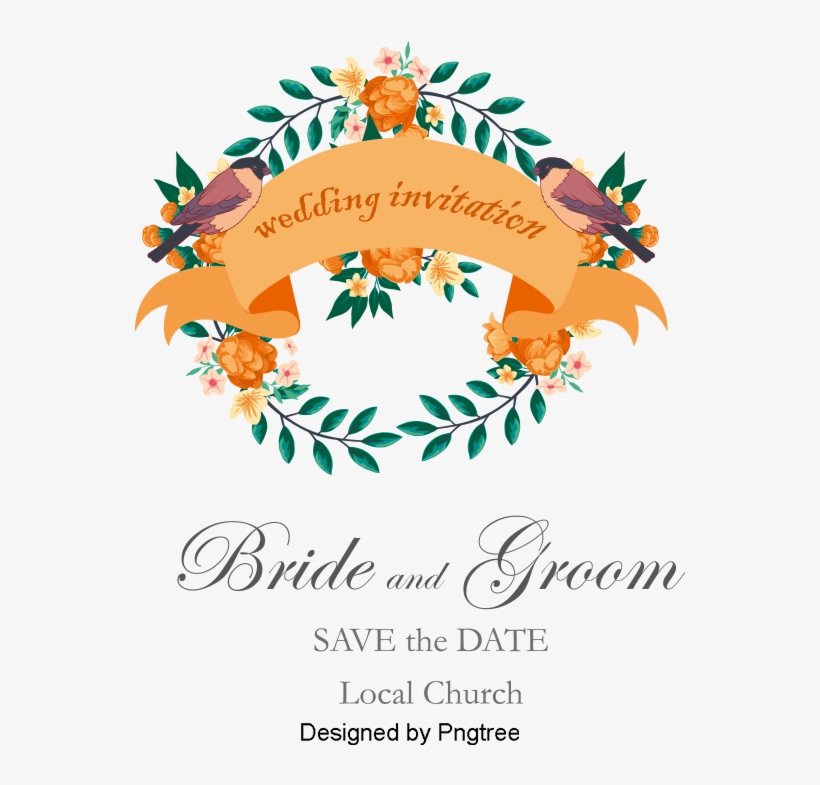 Watercolor Flowers Wedding Invitations Vector Material, - Sister, Floral Wreath And Floral Bouquet With Butterflies, transparent png
