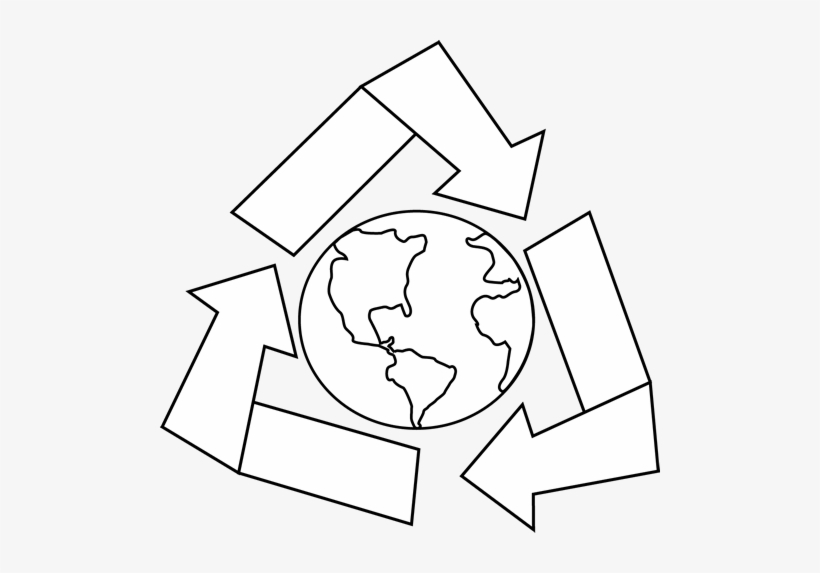 Black And White Earth With Recycle Symbol Clip Art - Recycle Photos Black And White, transparent png