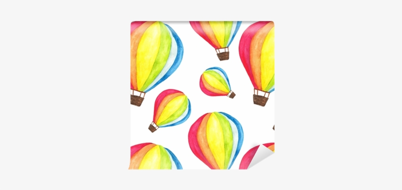 Watercolor Rainbow Hot Air Balloon Seamless Pattern - Hot Air Balloon, transparent png
