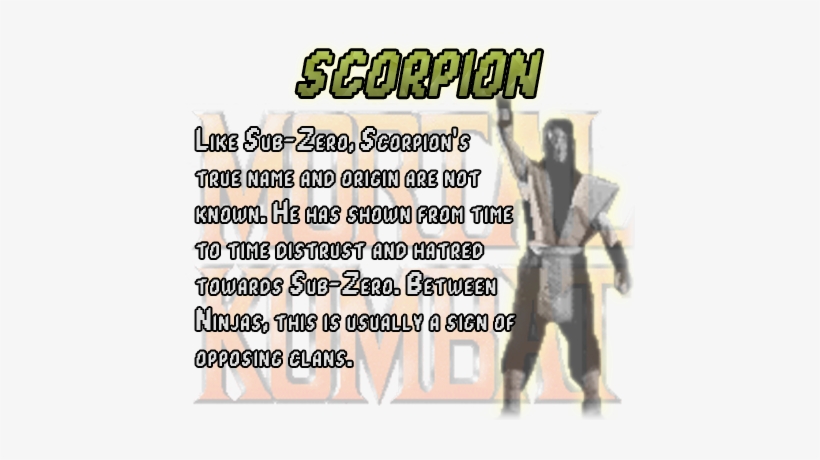Scorpion - Sub Zero Mk1, transparent png