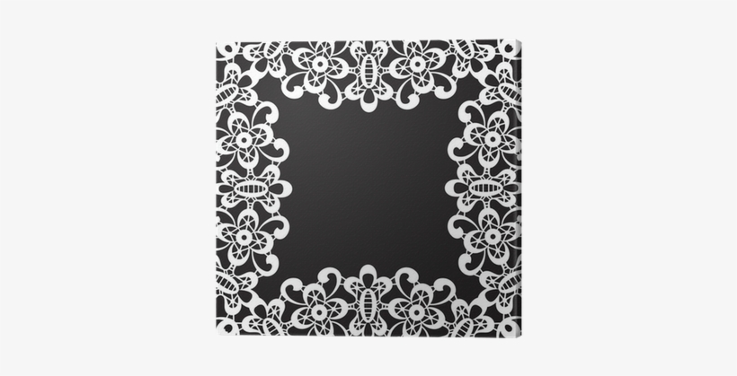 White Lace Frame Isolated On Black Canvas Print • Pixers® - Stock Illustration, transparent png