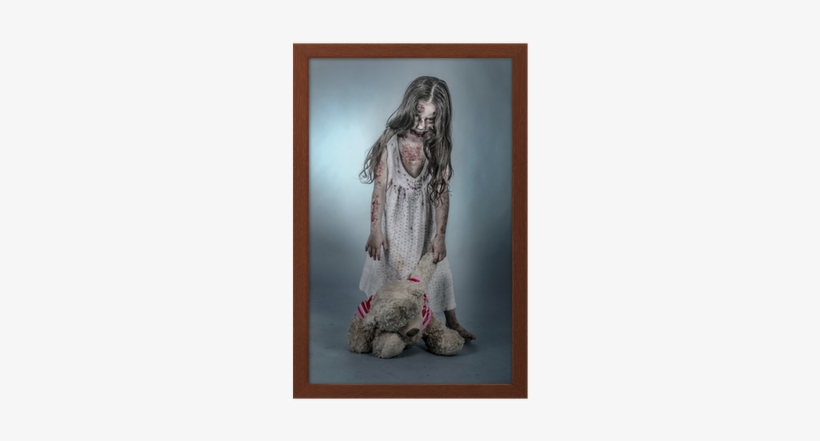 Türaufkleber Kleines Gruseliges Mädchen Mit Teddy Pixxprint, transparent png
