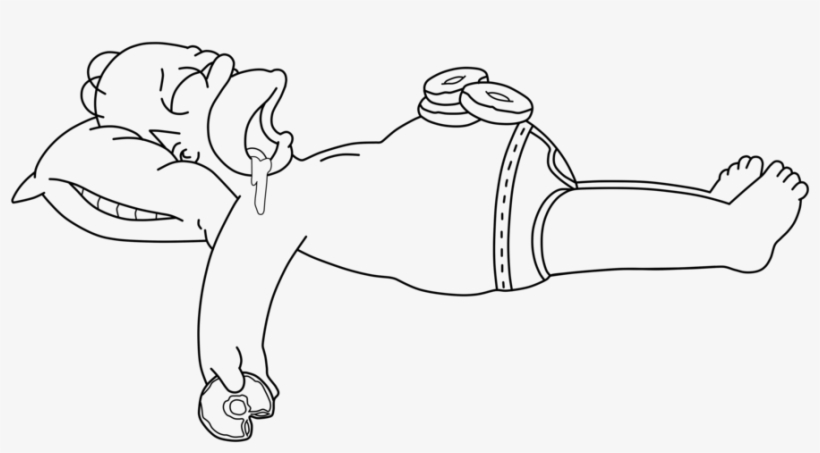 Simpsons Drawing Homer Line Clipart Transparent Download - Homer Simpson Lazy Png, transparent png