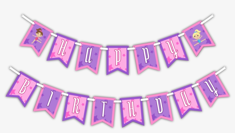 Attractive Gymnastics Star “happy Birthday” Party Banner - Emoji Happy Birthday Banner, transparent png