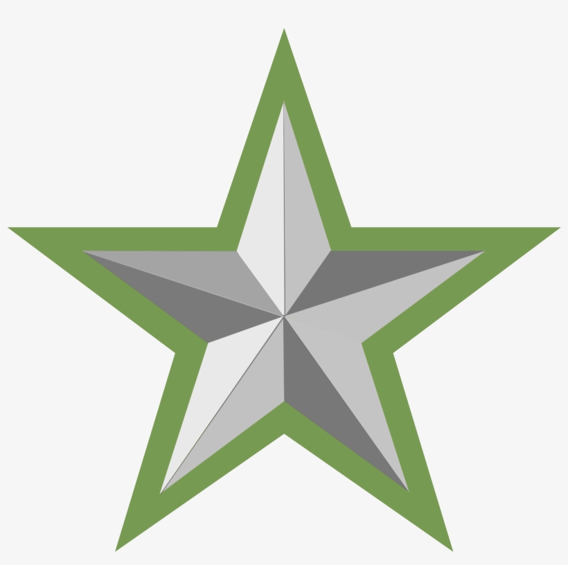 Silver Star With Green Border - Green Star, transparent png