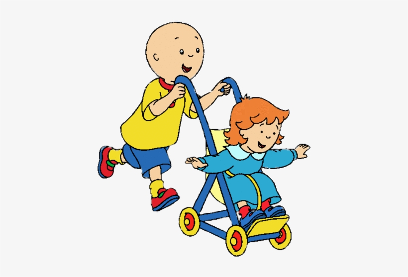 Caillou Pushing Rosie In A Stroller - Caillou And Rosie, transparent png