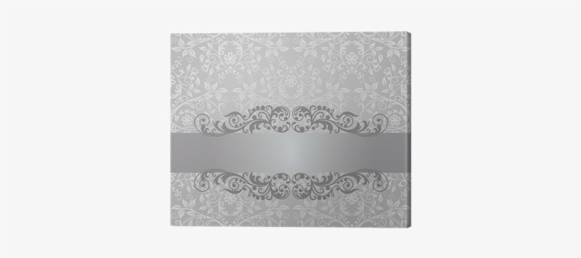 Seamless Silver Foliage Wallpaper And Vintage Banner - White And Silver Glitter Background, transparent png