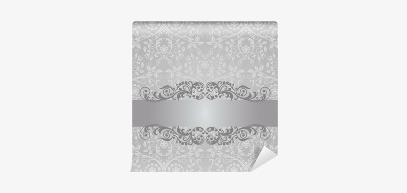 Seamless Silver Foliage Wallpaper And Vintage Banner - White And Silver Glitter Background, transparent png