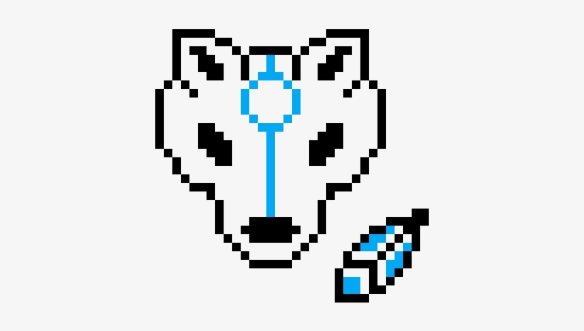 Tribal Wolf-thing - Tribal Wolf W/feathers Perler Necklace, transparent png