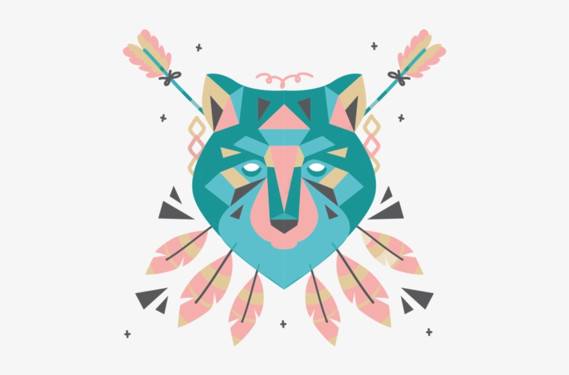 Tribal Wolf Print Women's Printed Tee - Tan Handbags By Goby - Tan & Green Geometric Wolf, transparent png