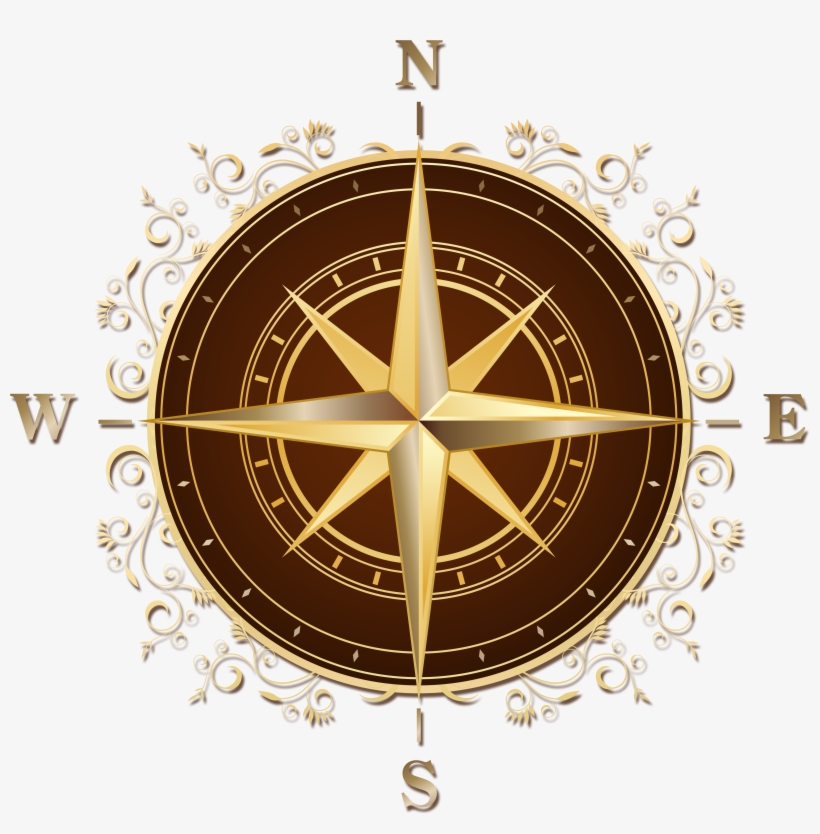 Compass Transparent Images - Gold Compass Rose Ornate Tile Coaster, transparent png
