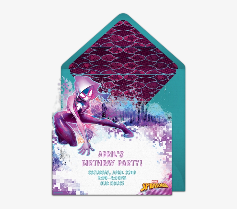 Spider-gwen Action Pose Online Invitation - Poster, transparent png