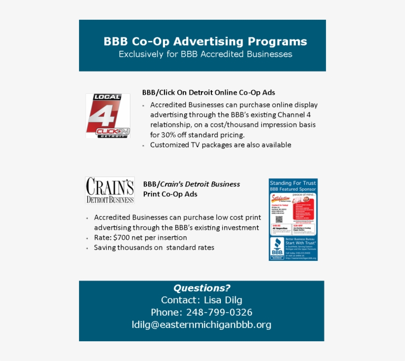 Bbb Co-op Advertising Programs - Brochure, transparent png