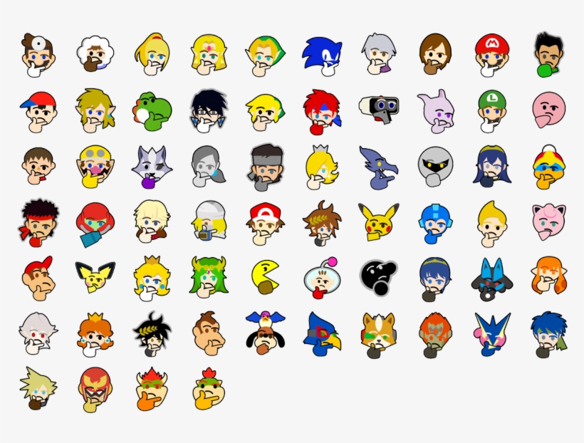Emoticon Icon Font - Smash Bros Thinking Emoji, transparent png