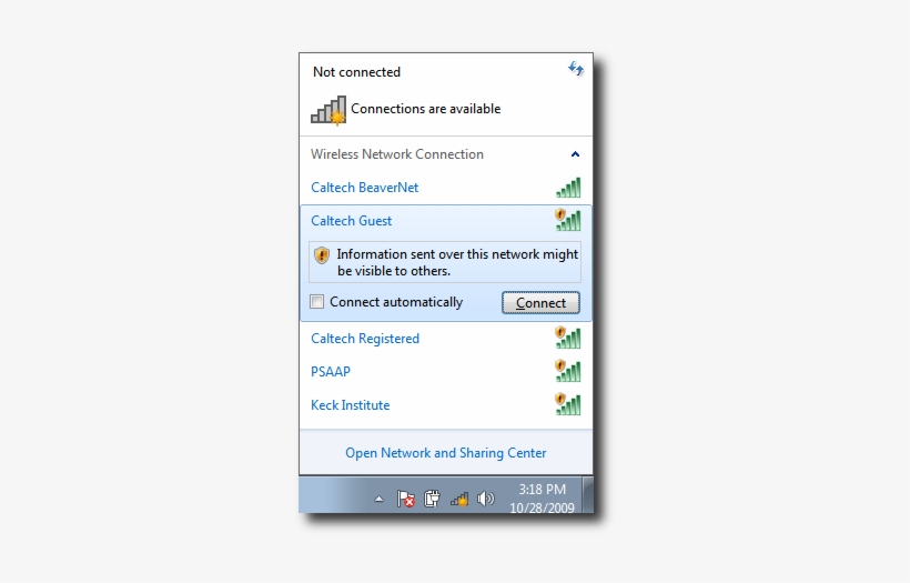 To Connect To The Guest Network, Click On The Caltech - Wireless Windows, transparent png