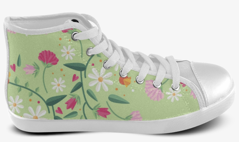 Cute Pink Green Flowers Leaves Women's High Top Canvas - Zazzle Bunter Abstrakter Multiflower Entwurf Iphone, transparent png