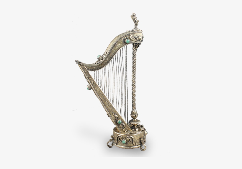 Antique Silver-gilt And Mottled Green Agate Mounted - Antic Harp, transparent png