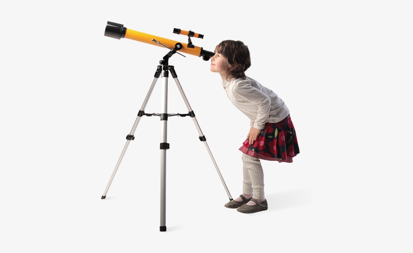 Girl Looking Through Telescope - Telescope Looking, transparent png
