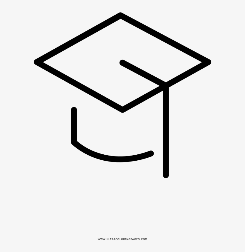 Birrete Página Para Colorear - Degree Cap Icon Line, transparent png