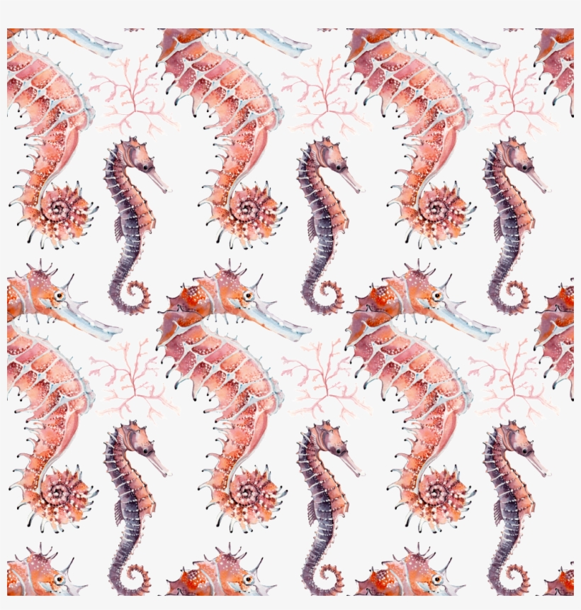 Hand Drawn Deep Sea Seahorse Background Illustration - Illustration, transparent png