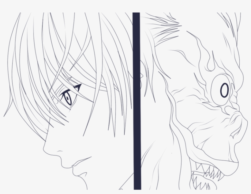 Light And Ryuk-lineart By Hollowcn - Ryuk Lineart, transparent png