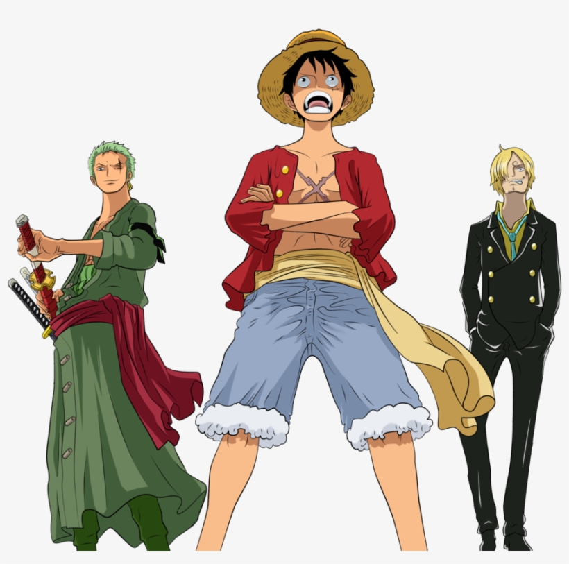 396kib, 910x877, Op 633 Luffy Zoro Sanji By Spitfire95-d42g8yb - T-shirt Men/women 3d One Piece Naruto Pikachu Cartoon, transparent png