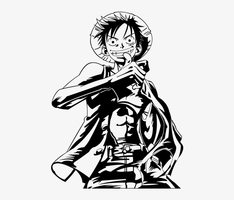 Luffy Black And White Vector By Varhmiel On Deviantart Vector Art Black And White 601x619 Png Download Pngkit