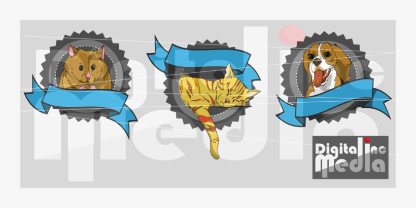 Digital Design Dog, Cat, Hamster With Banners By Digital - Illustration, transparent png