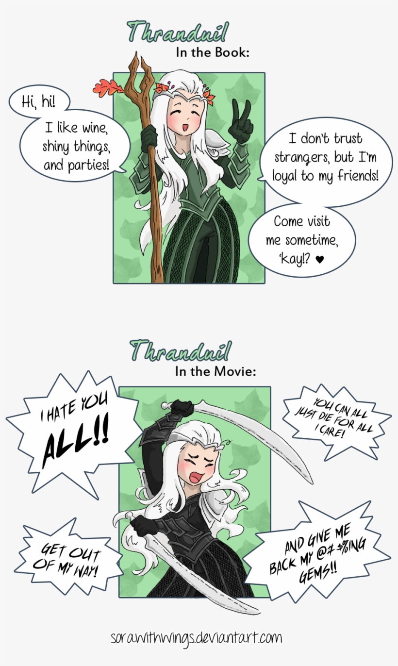 Thranduil The Book Vs The Movie By Sorawithwings-dbintf9 - Book Vs Movie, transparent png
