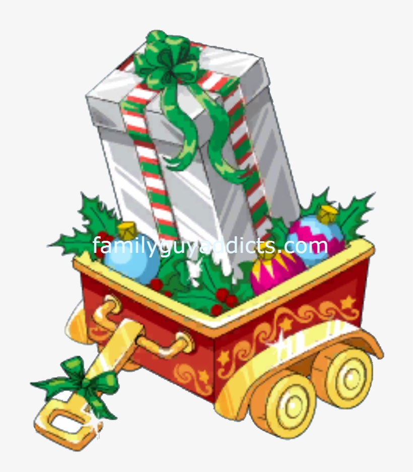 Silver Gift Box In Wagon - Santa Claus Gift Box Png, transparent png